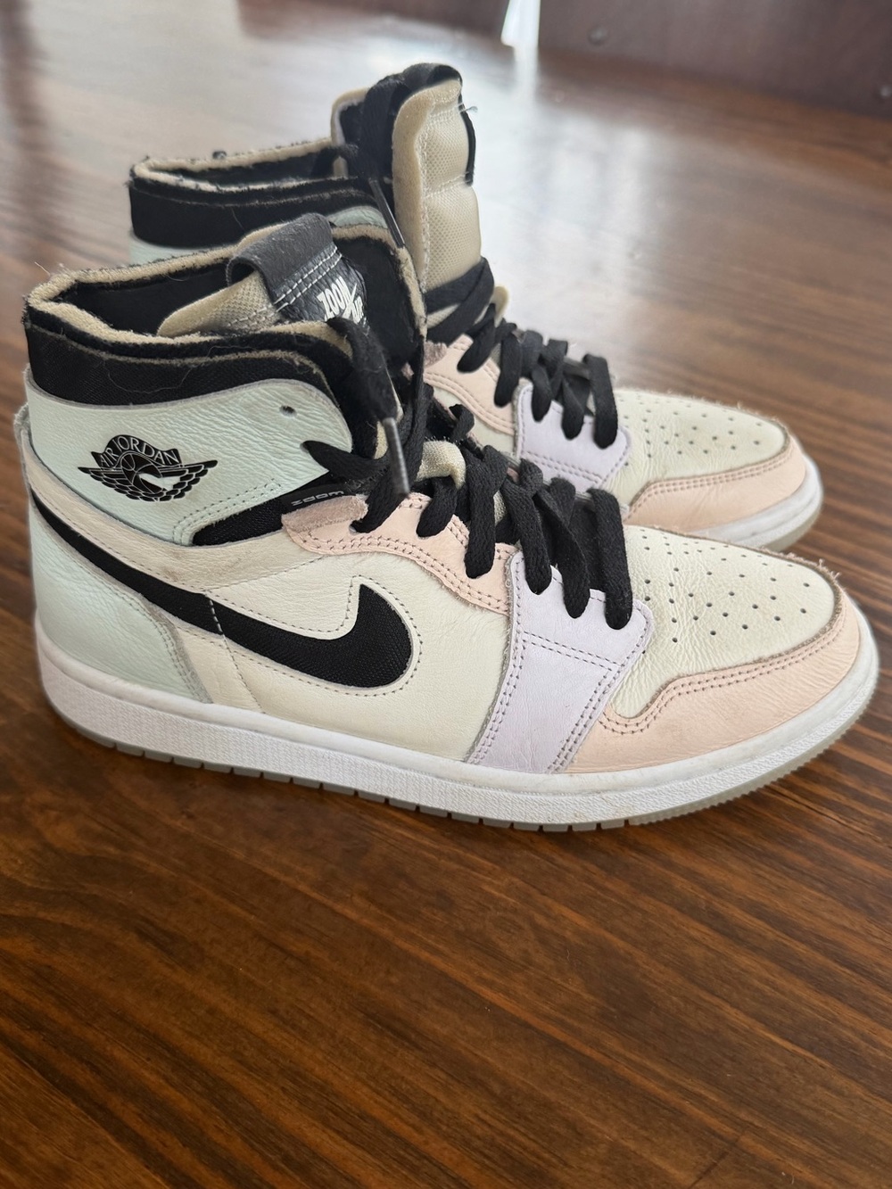 Jordan Women’s High-Top Sneakers in Pale Pink, White & Black. No box